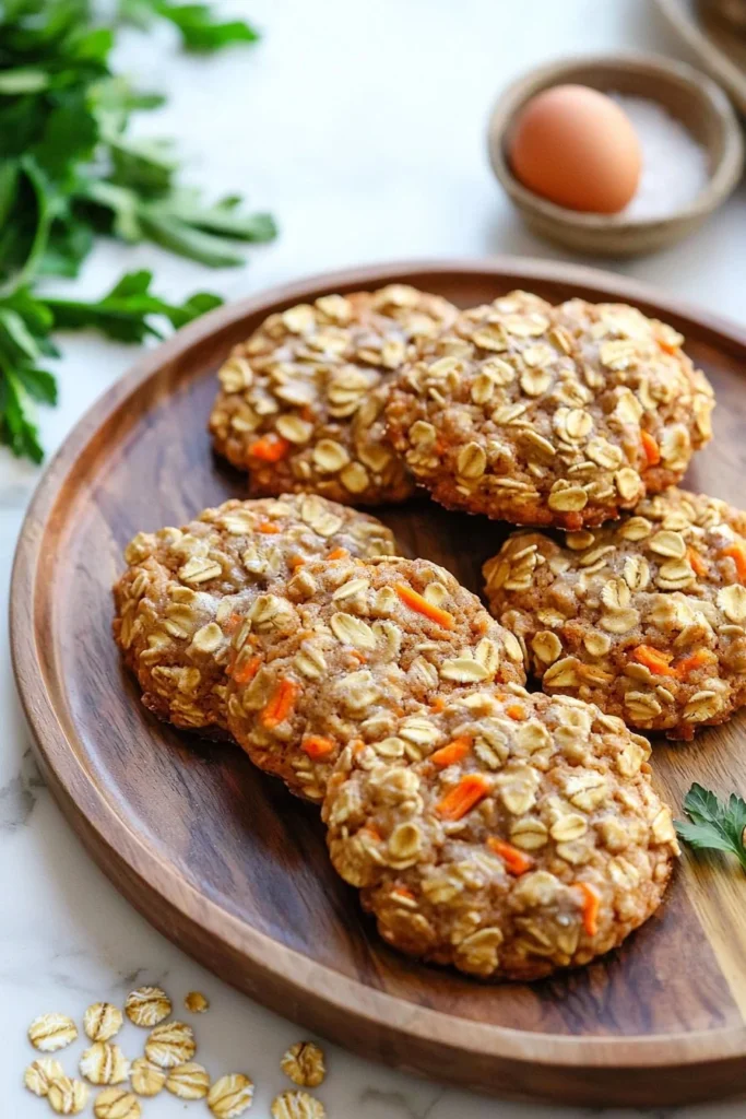 Freshly baked Carrot Cake Oatmeal Cookies on a plate