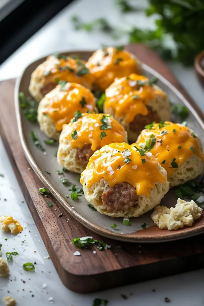 Cheesy sausage breakfast bombs fresh from the oven, perfect for a hearty breakfast