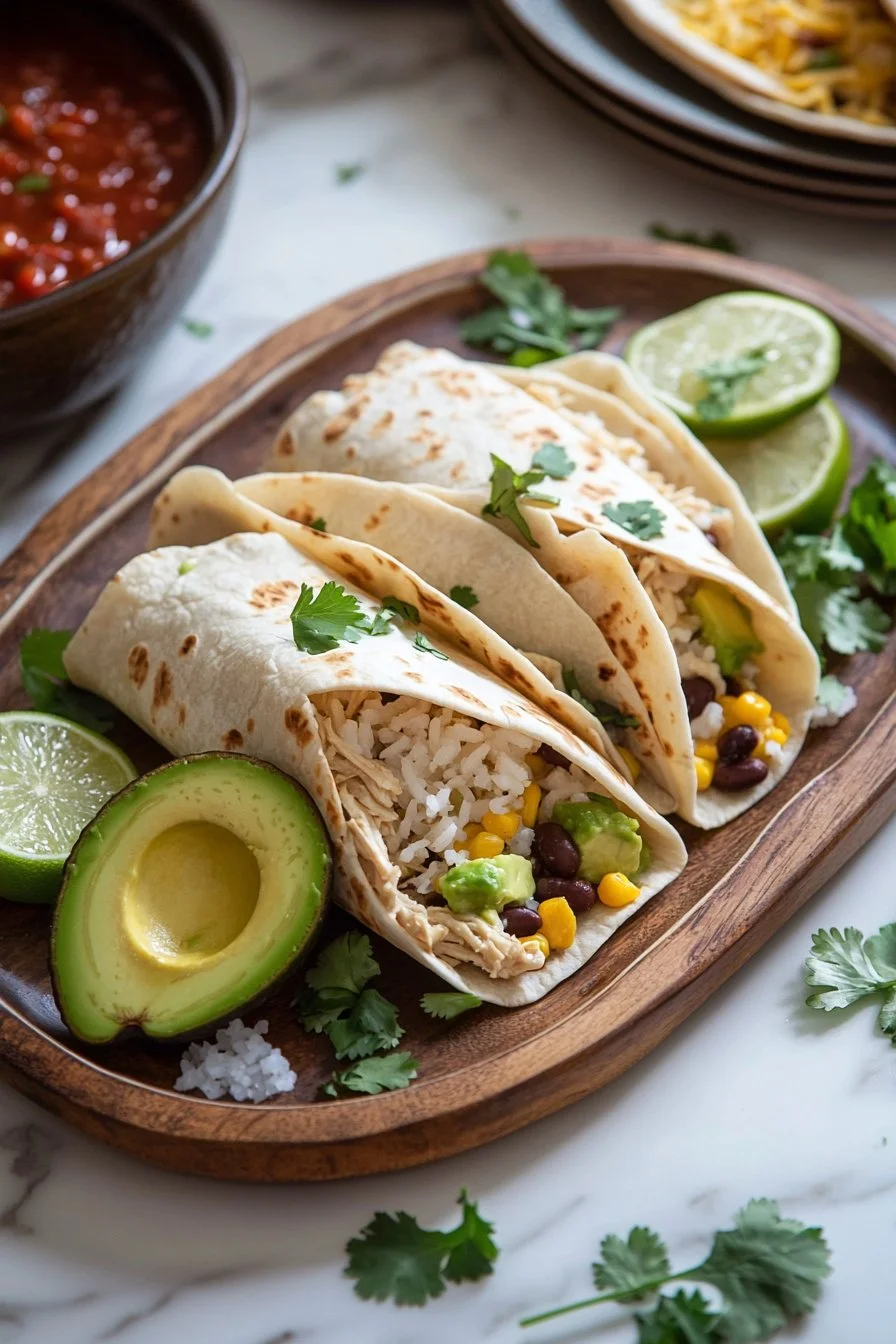 Delicious Chicken Avocado Burrito with fresh ingredients