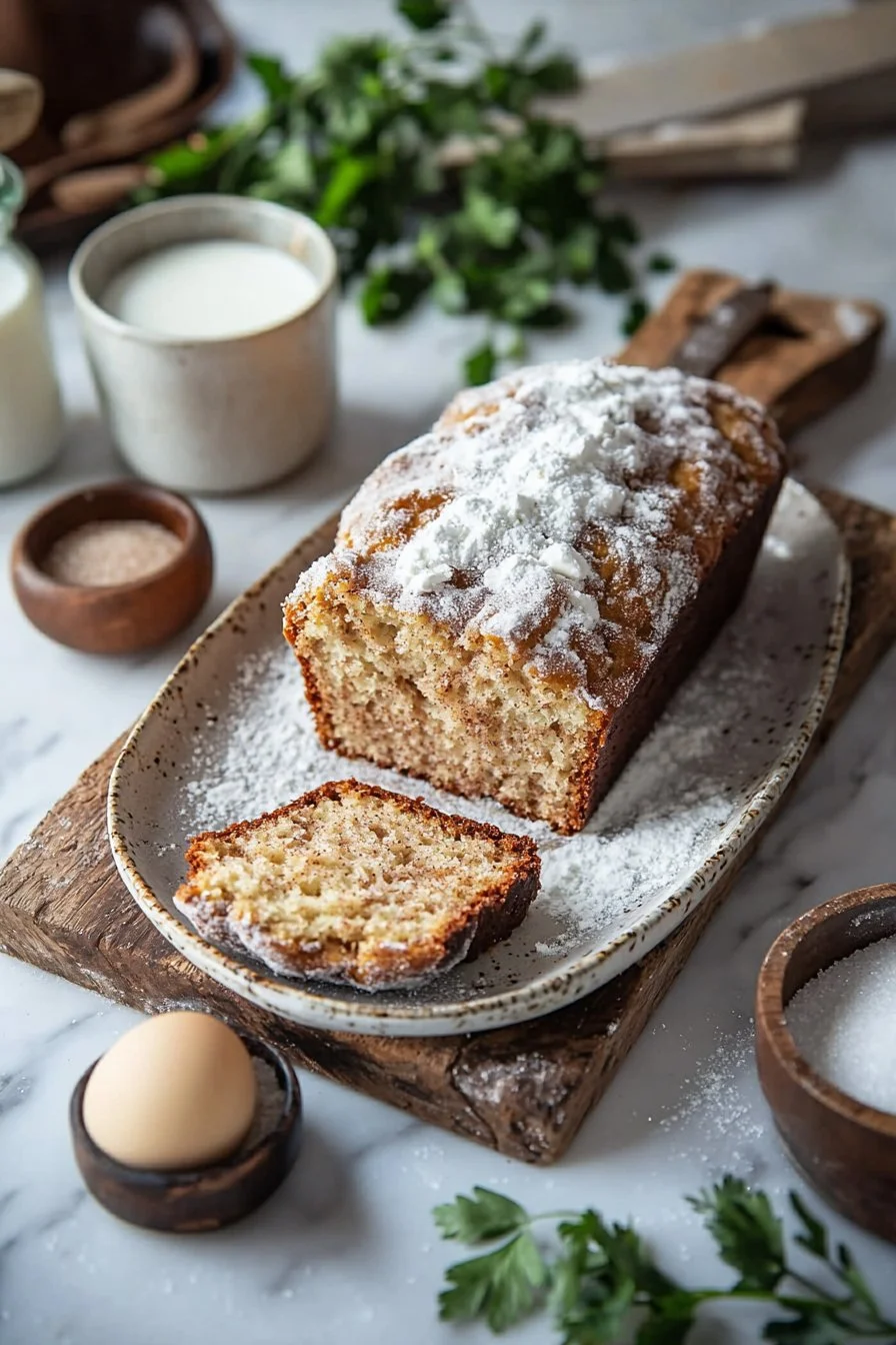 Slice of cinnamon sugar donut bread with a sprinkle of sugar on top.