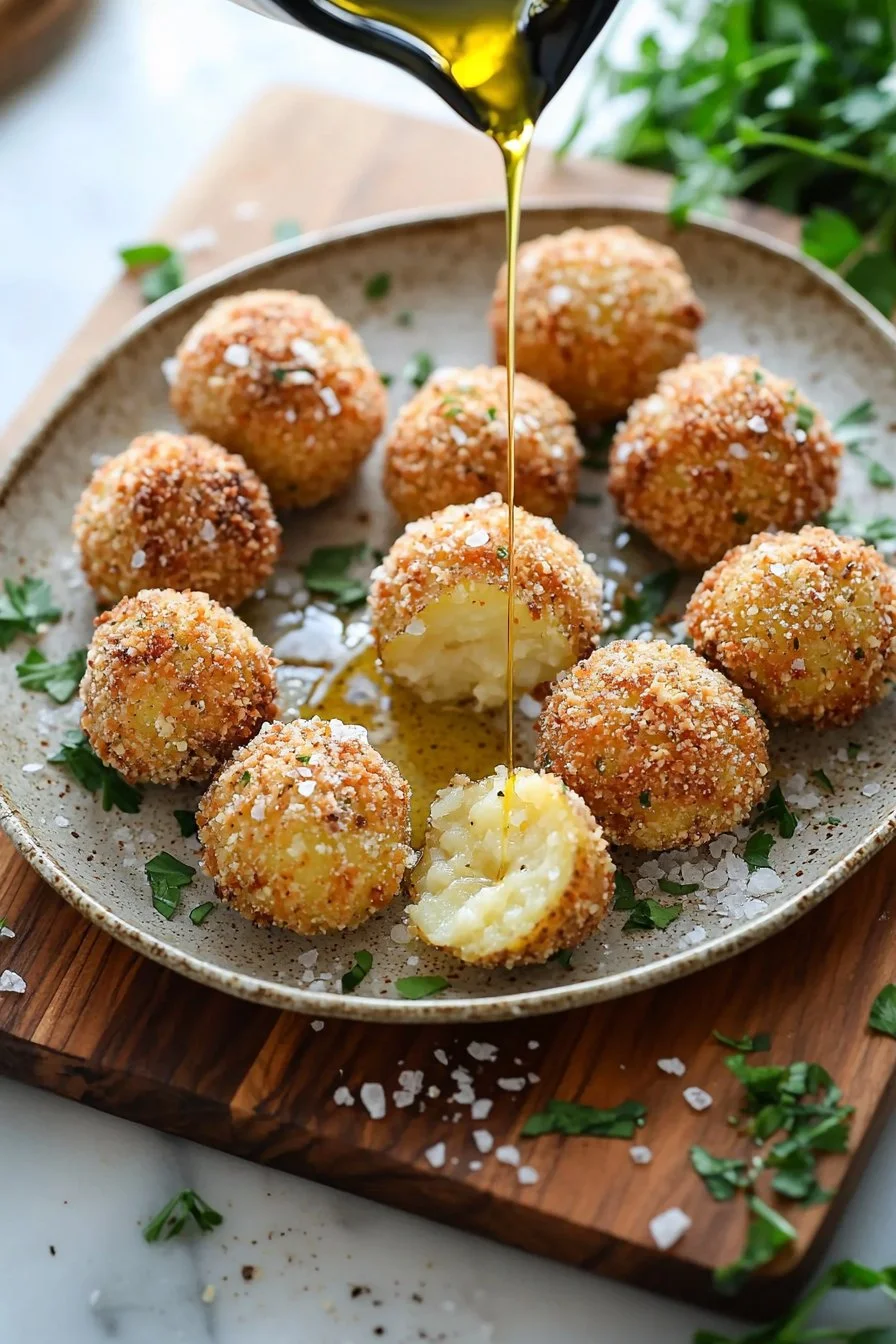 Crispy potato balls served as a delicious appetizer.