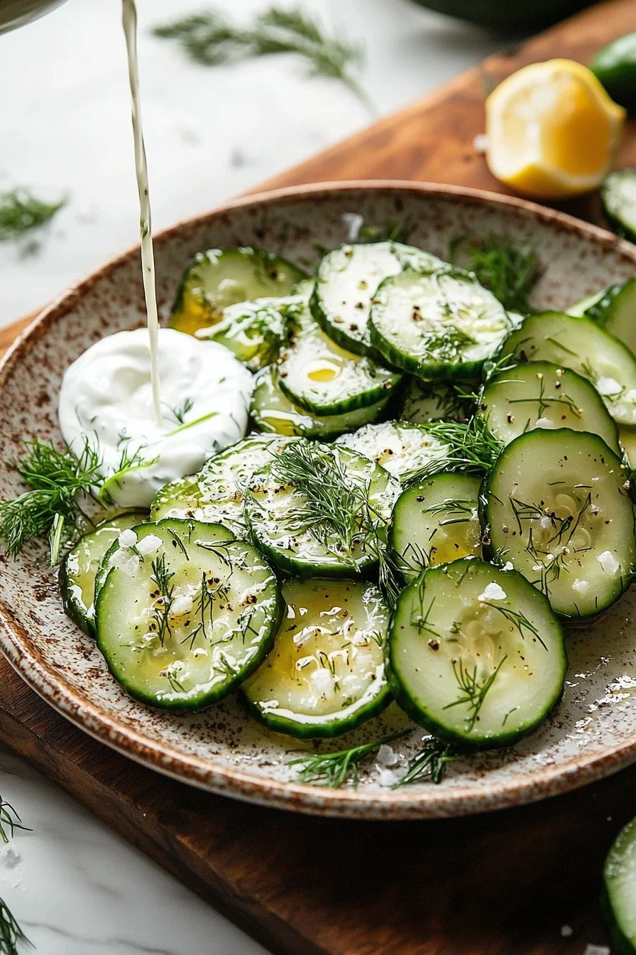 Cucumber Dill Salad with fresh cucumbers and dill in a bowl