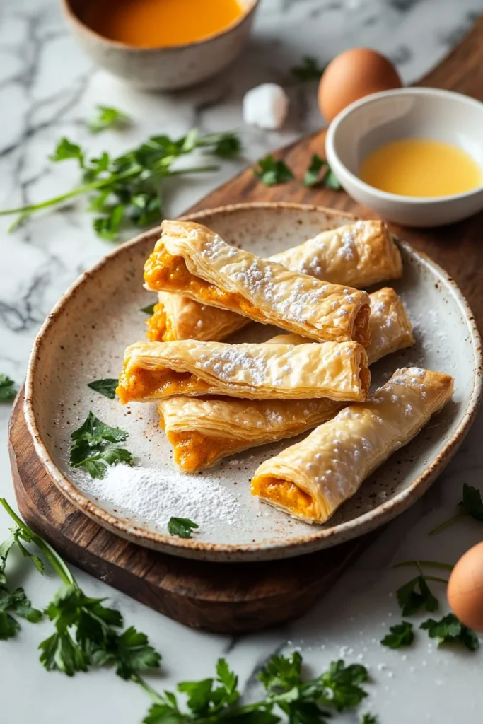 Delicious easy pumpkin pie twists baked and served in a beautiful pie dish.