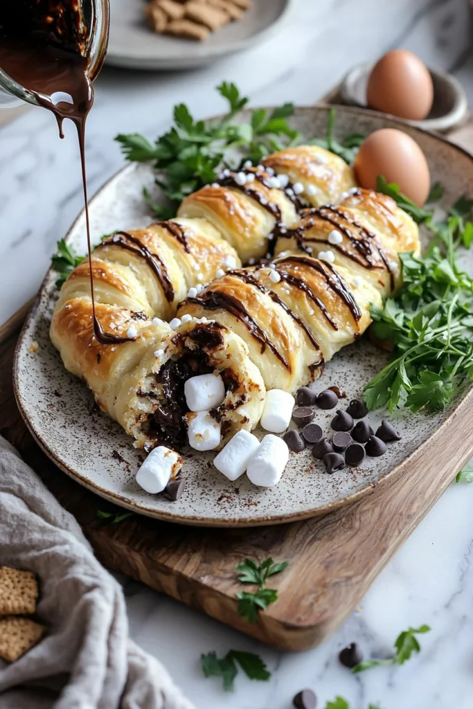 Delicious easy s'mores crescent rolls with chocolate and marshmallows