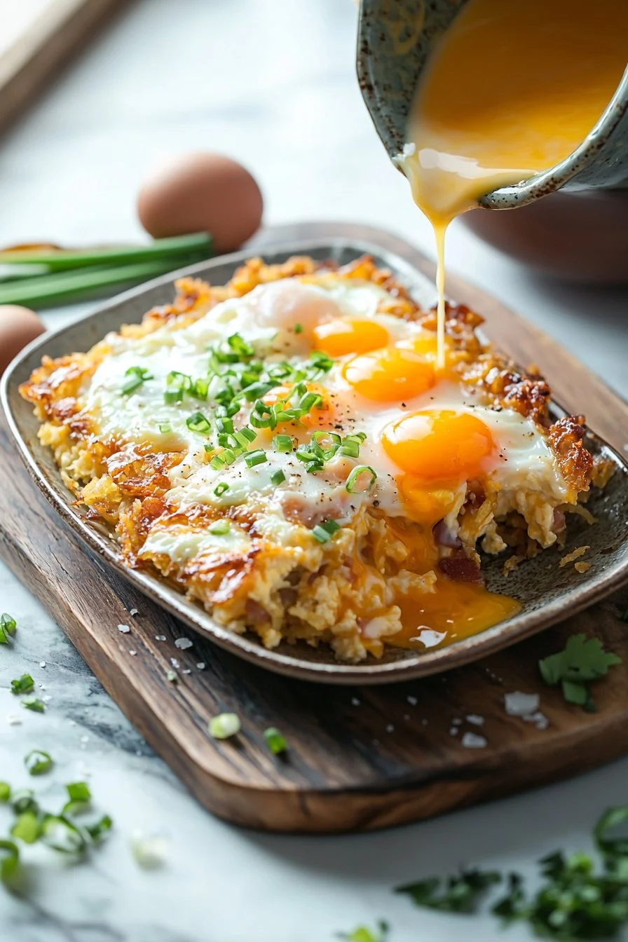 Delicious Hash Brown Egg Casserole baked with eggs and cheese