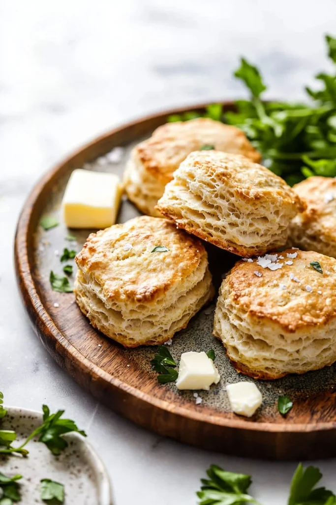 Baking tray filled with freshly baked homemade biscuits, golden brown and fluffy
