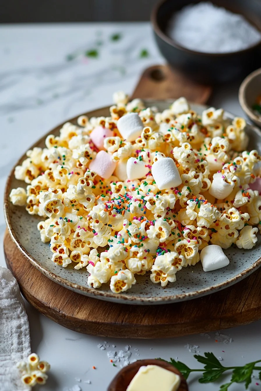 Colorful Funfetti Marshmallow Popcorn Treats in a bowl