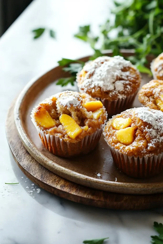 Homemade peach cobbler muffins baked to perfection