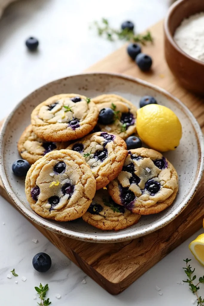 Delicious lemon blueberry cookies with zesty lemon and fresh blueberries.