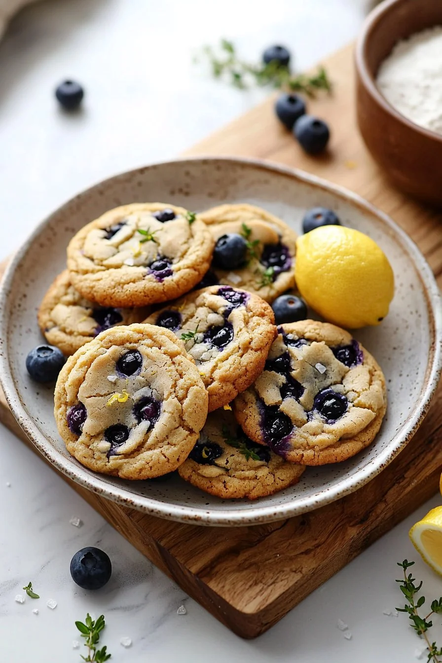 Delicious lemon blueberry cookies with zesty lemon and fresh blueberries.
