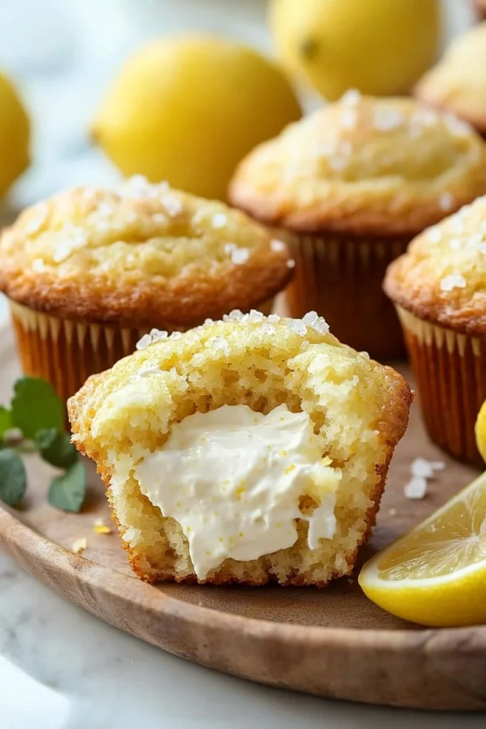 Delicious lemon muffins filled with creamy cheese filling