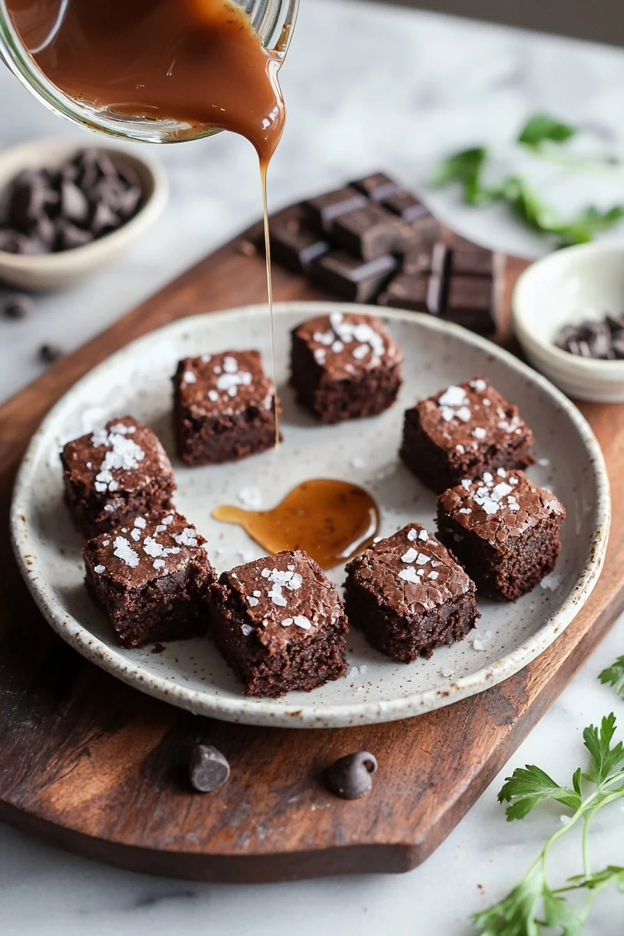 Delicious no-bake brownie bites topped with chocolate.