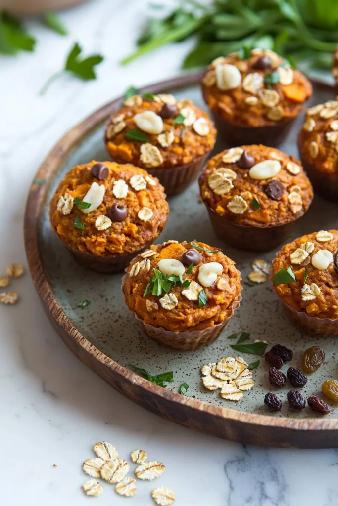 Oatmeal sweet potato muffins cooling on a rack, healthy breakfast option