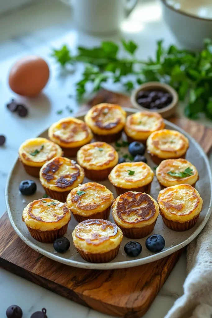 Delicious pancake mini muffins served on a plate