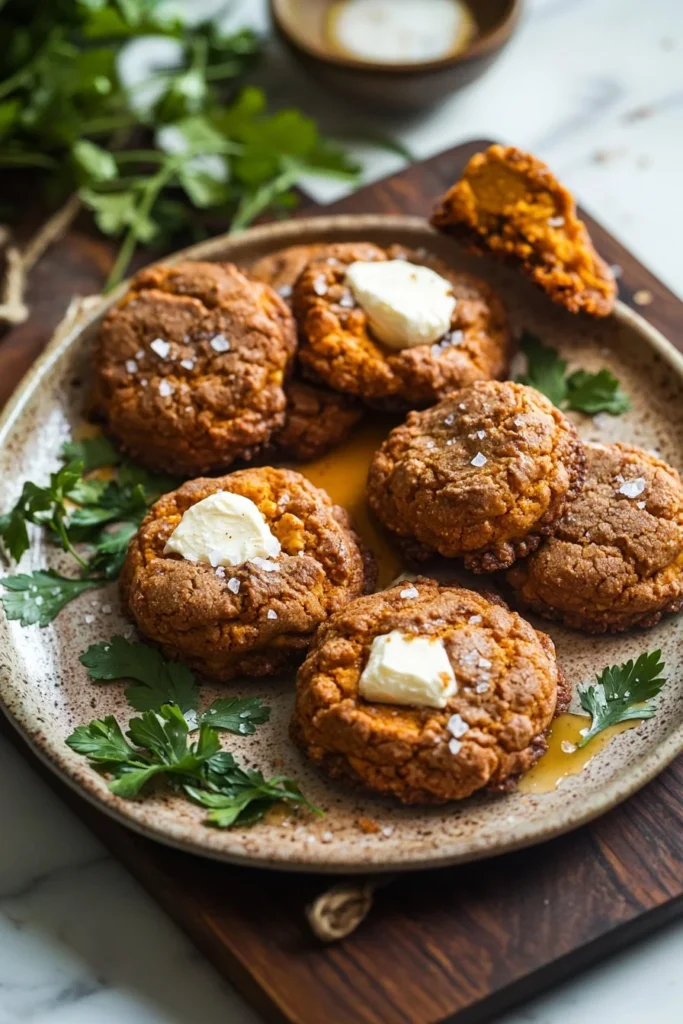 Freshly baked Pumpkin Cheesecake Cookies on a cooling rack.
