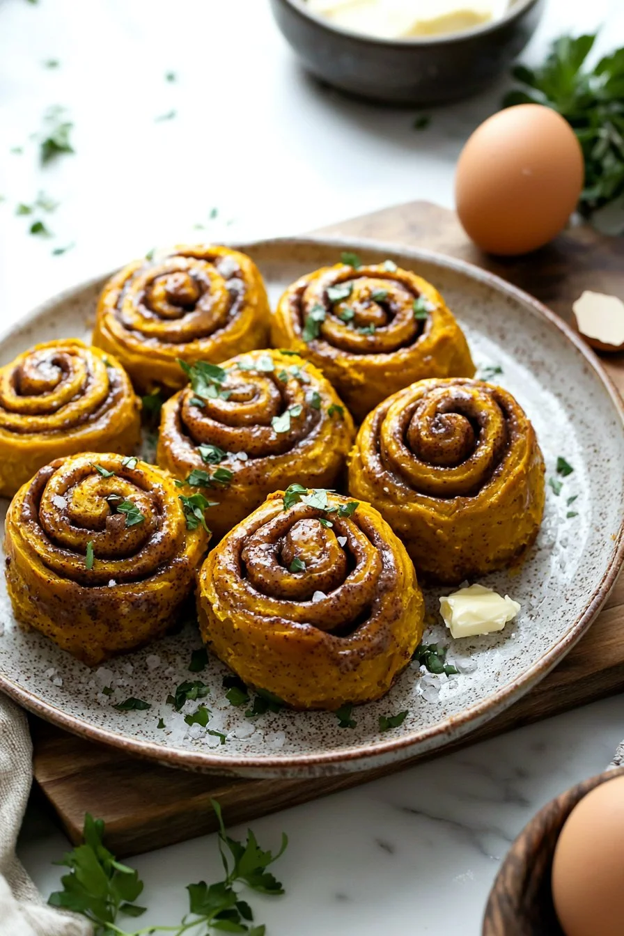 Delicious homemade pumpkin cinnamon rolls topped with cream cheese frosting