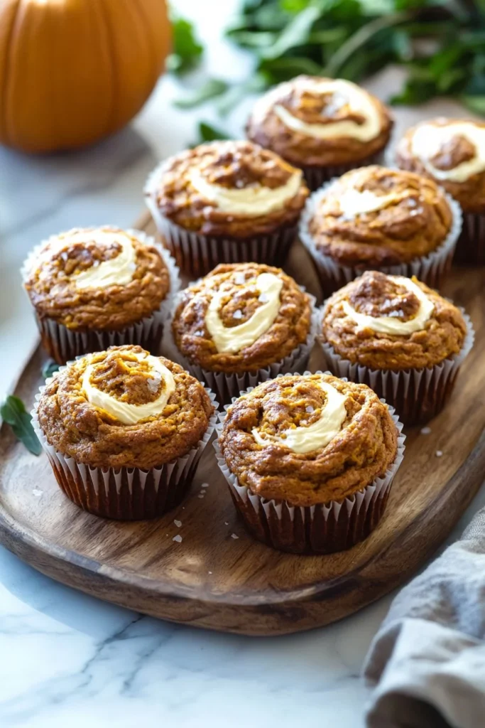 Delicious Pumpkin Cream Cheese Swirl Muffins with a rich pumpkin flavor