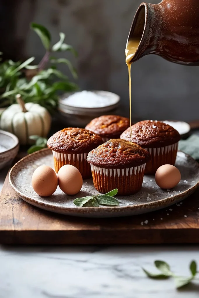 Delicious homemade pumpkin cupcakes with cream cheese frosting on a rustic table