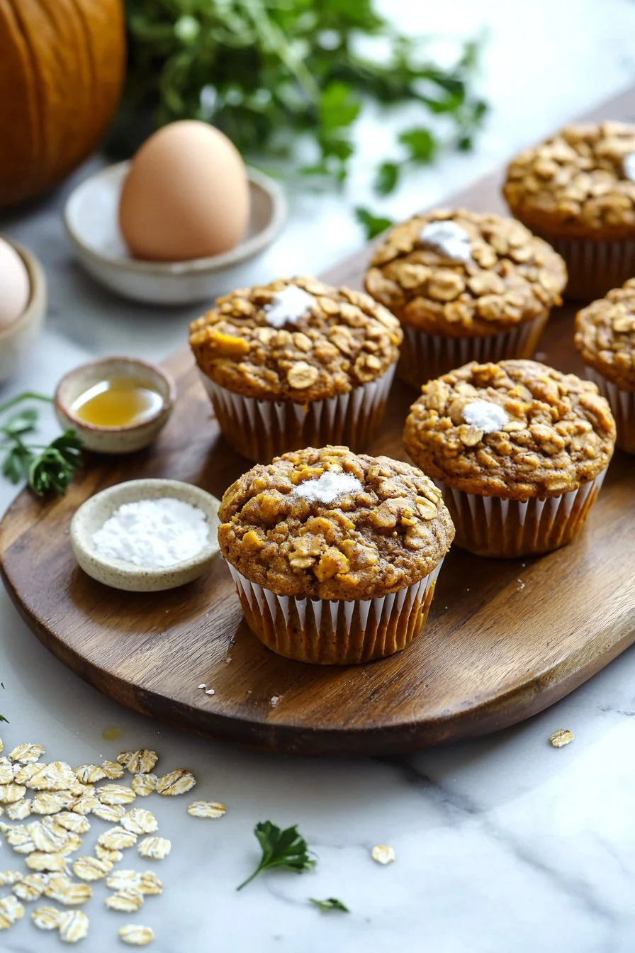 Delicious homemade pumpkin protein muffins with a sprinkle of cinnamon