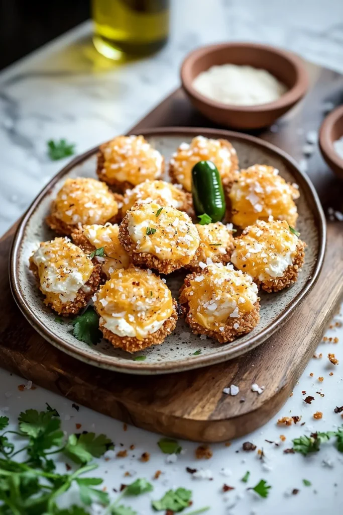 A platter of spicy cheesy snacks including jalapeno poppers and cheesy nachos.