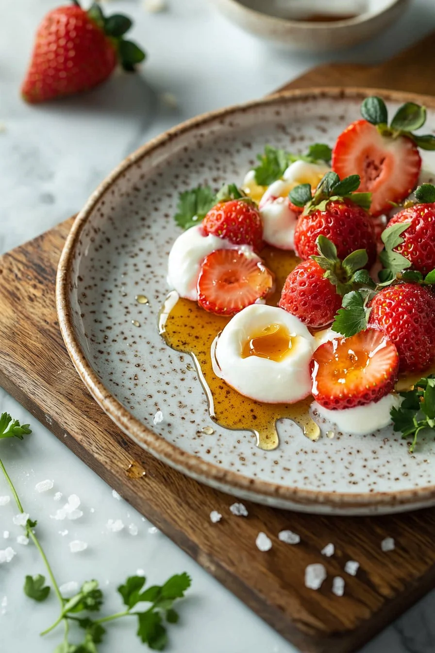 Delicious Strawberry Yogurt Dots on a plate, perfect for healthy snacking