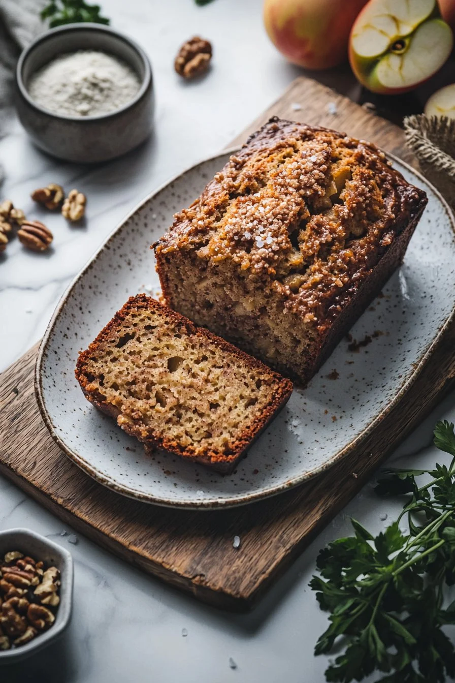 Delicious slice of ultimate cinnamon apple bread with apples and cinnamon
