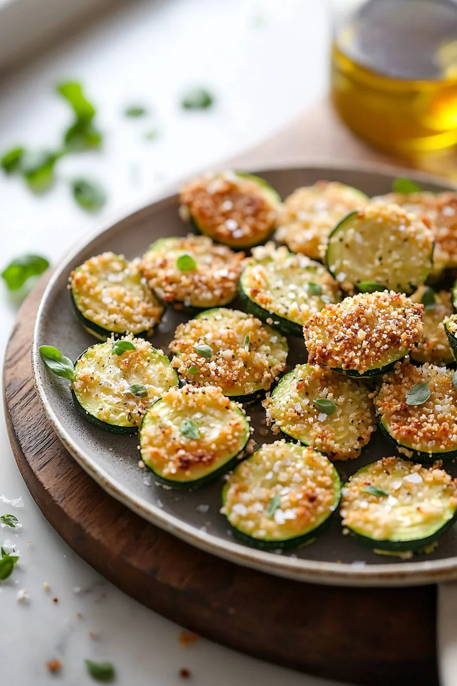 Bowl of crispy zucchini garlic bites served as a healthy snack