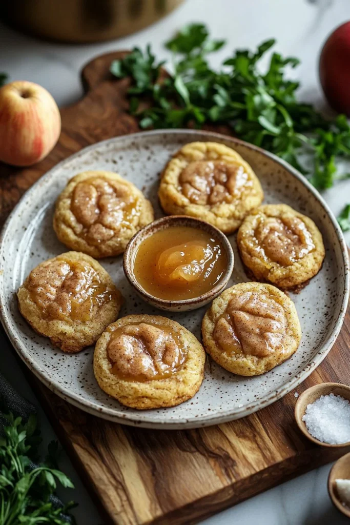 Freshly baked Apple Butter Snickerdoodles on a rustic plate