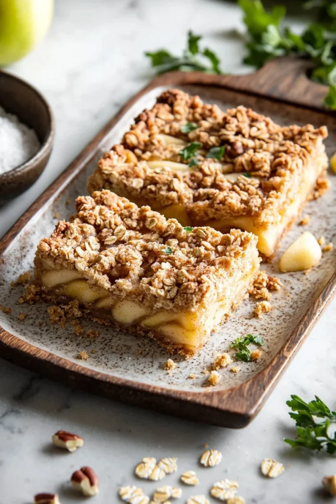 Delicious Apple Crisp Shortbread Bars topped with crumbly streusel