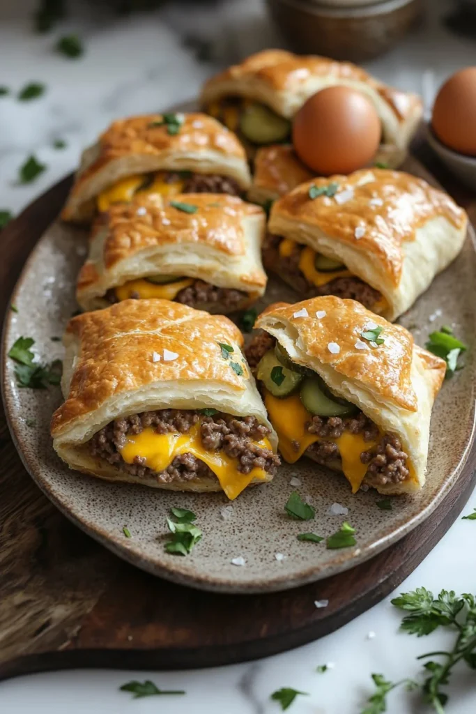 Homemade cheeseburger pockets filled with savory beef and cheese