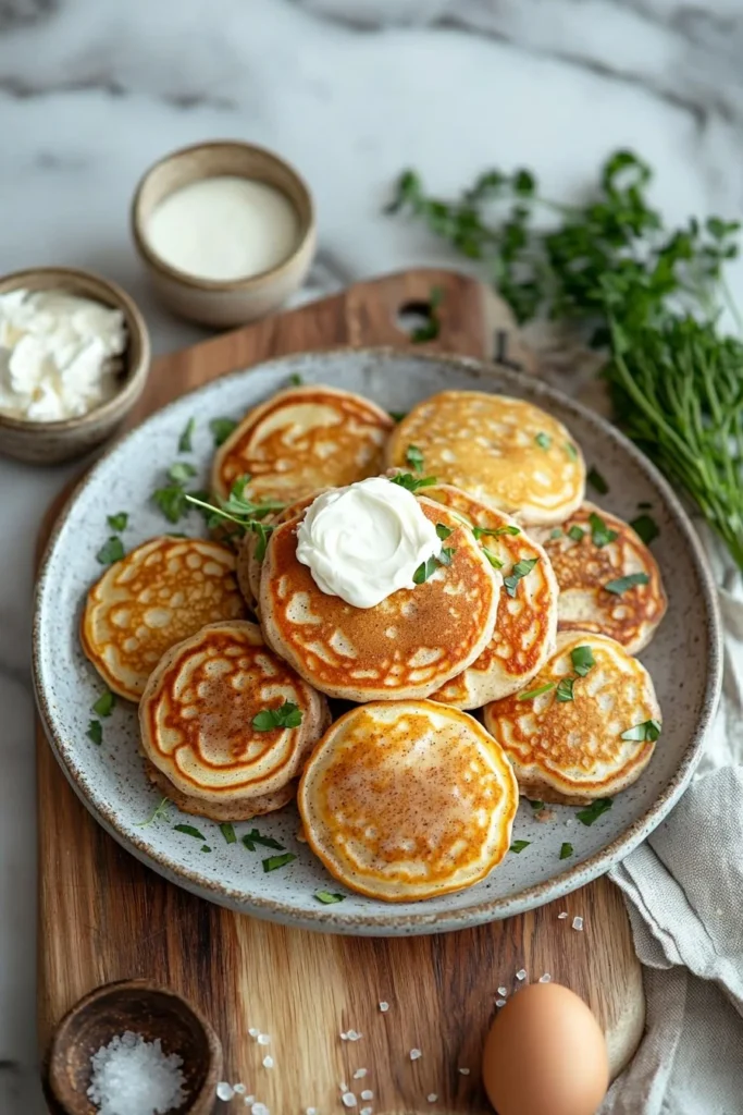 Delicious cinnamon roll pancakes topped with cream cheese glaze