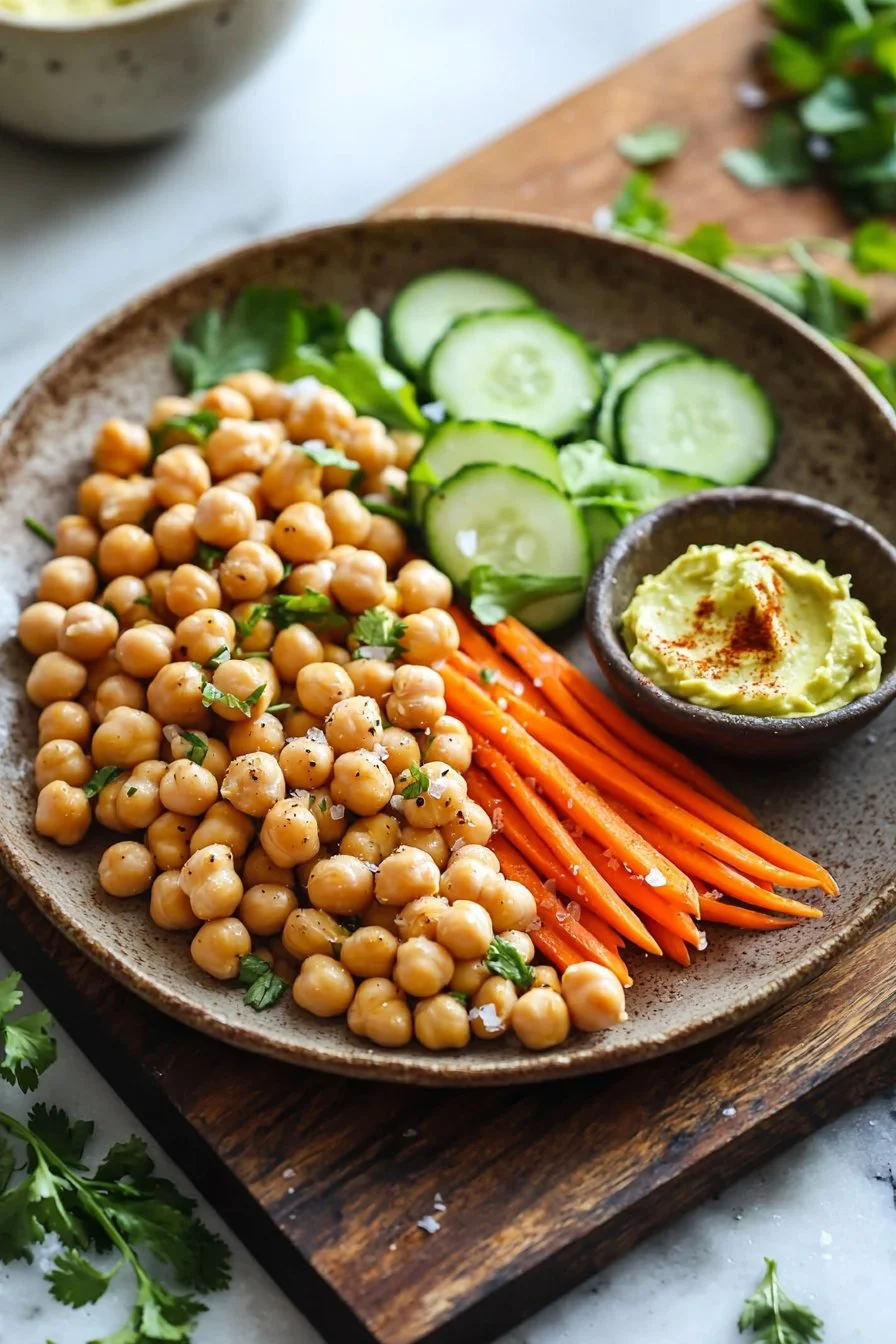 Assorted easy vegan snacks including fruits, nuts, and homemade energy bars.