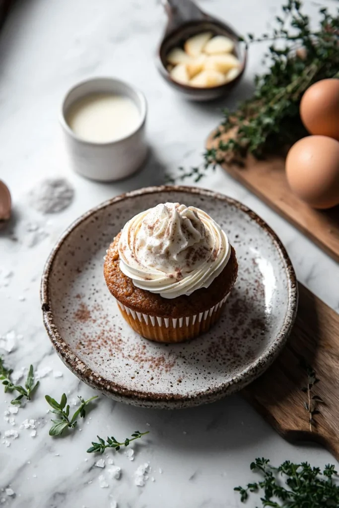 Delicious Fall Cupcake topped with autumn-themed decorations.