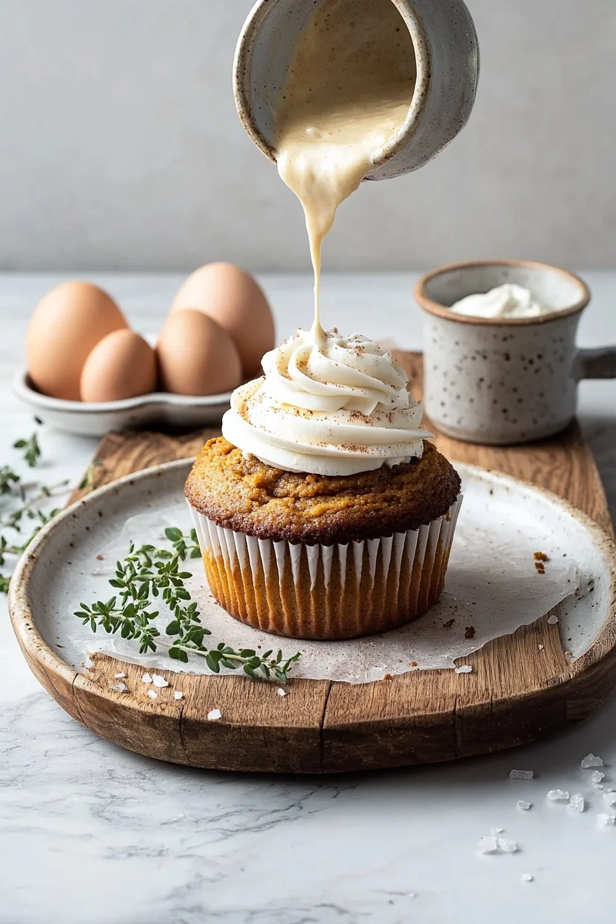 Delicious fall cupcake topped with autumn-themed decorations