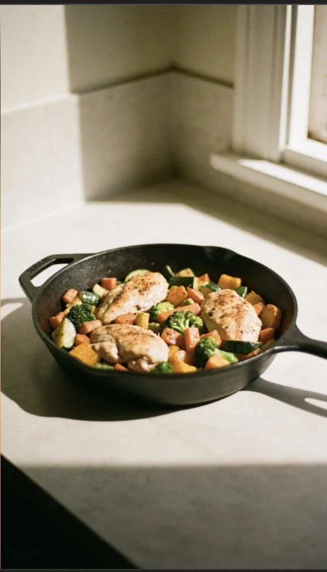 Harvest Chicken and Vegetable Skillet with colorful veggies and tender chicken