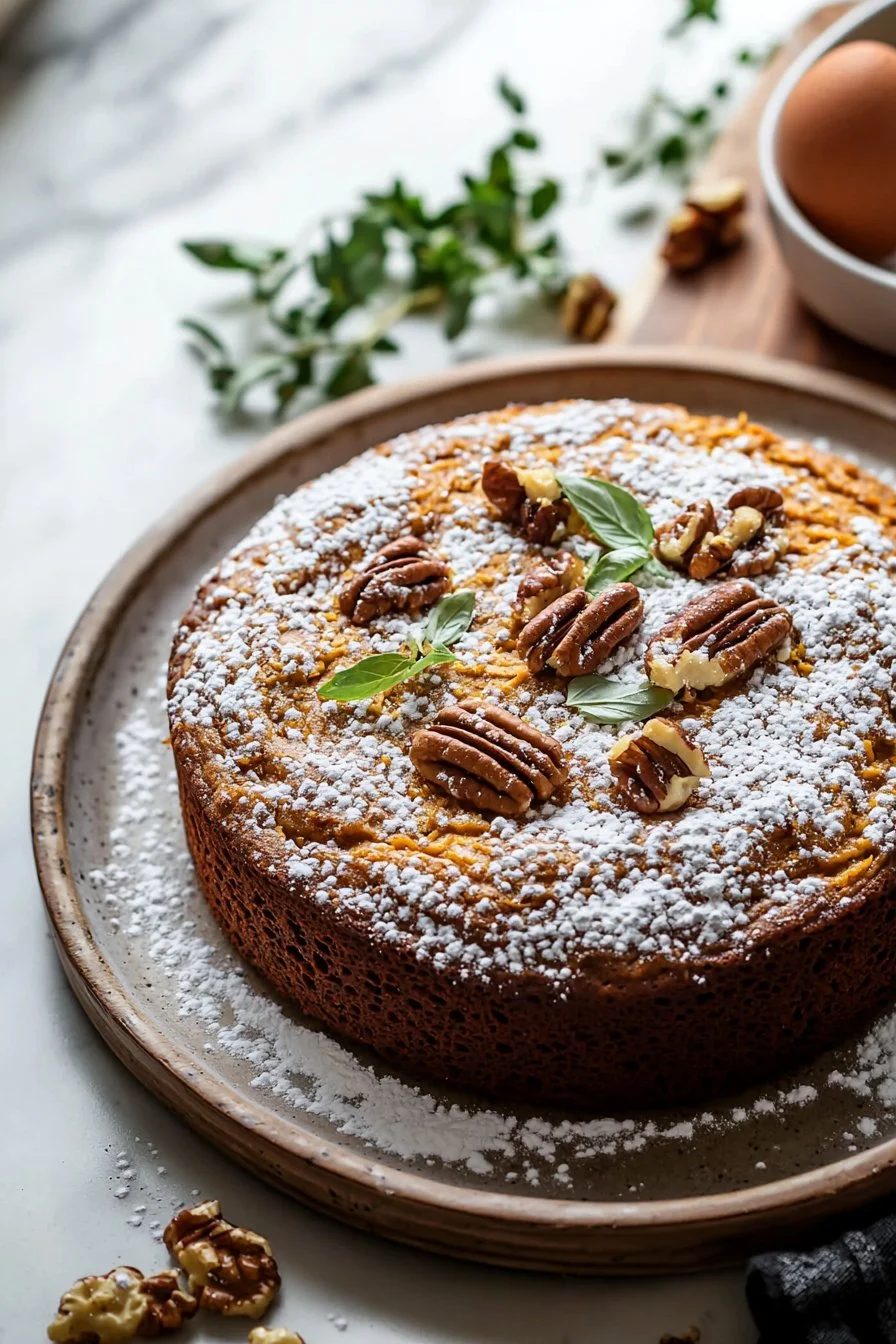 Delicious homemade Pumpkin Coffee Cake topped with spices and coffee