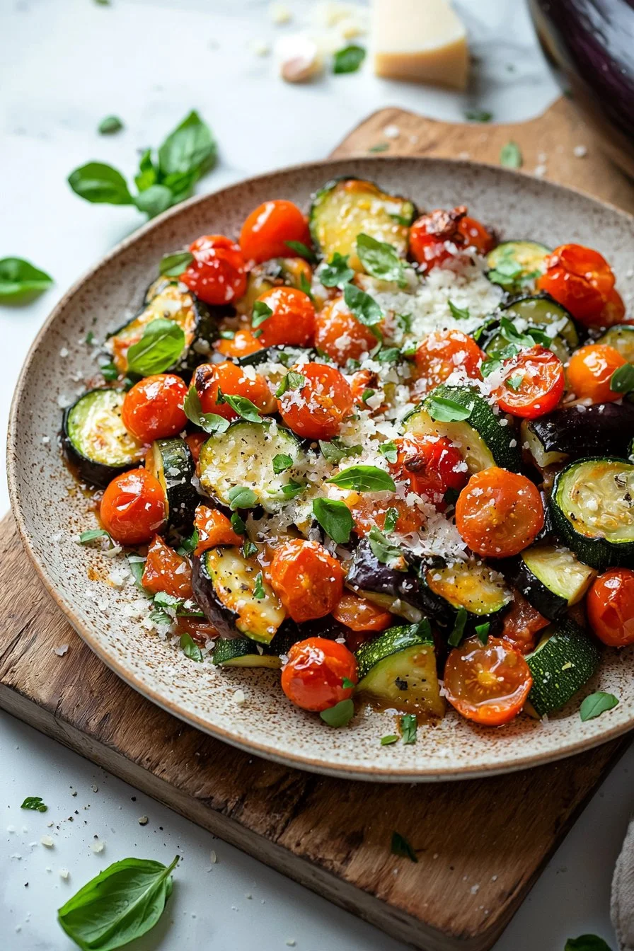 Rustic Italian vegetable bake with a variety of seasonal vegetables baked to perfection.