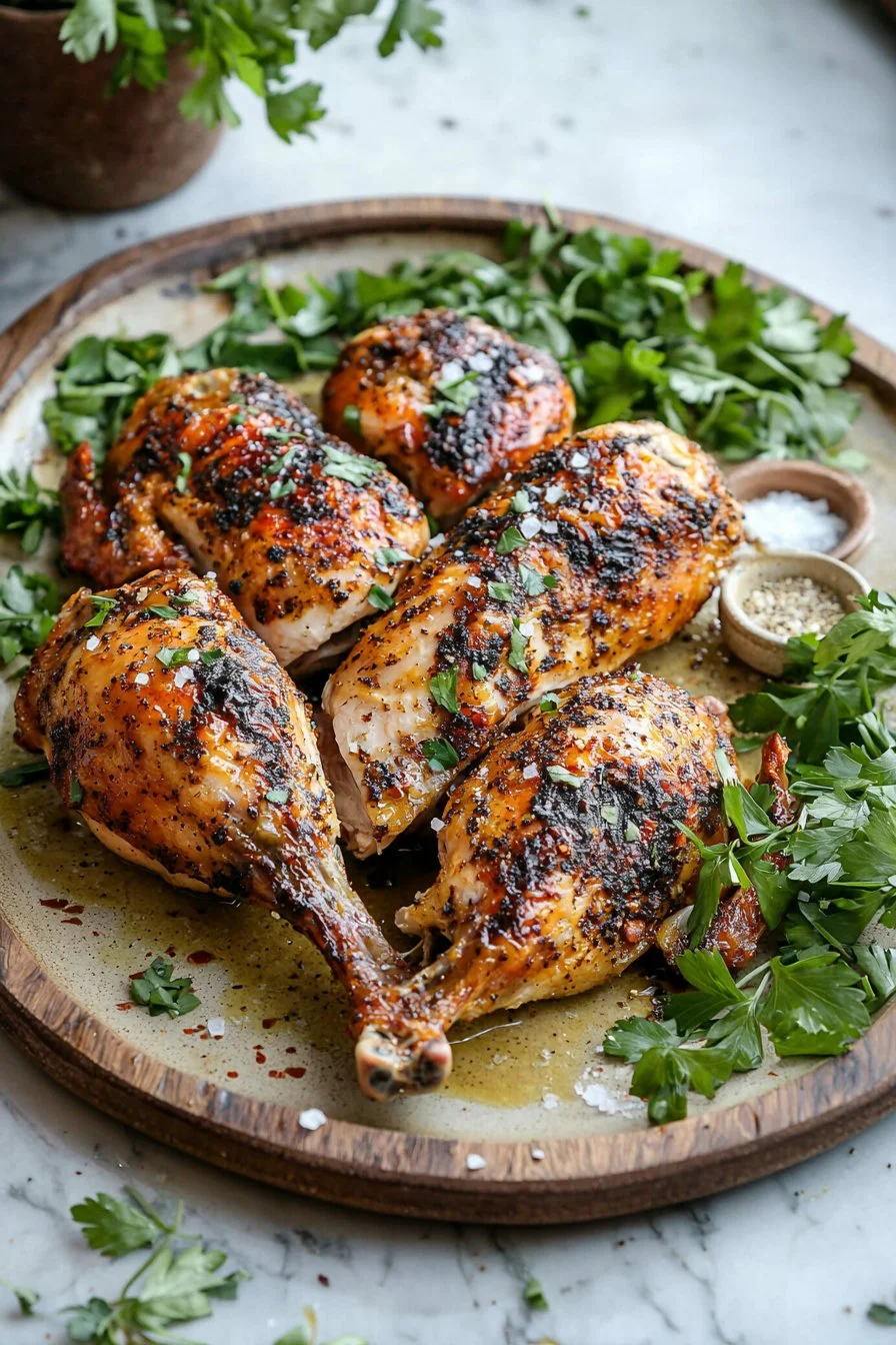 Deliciously roasted spatchcock chicken in the oven with crispy skin