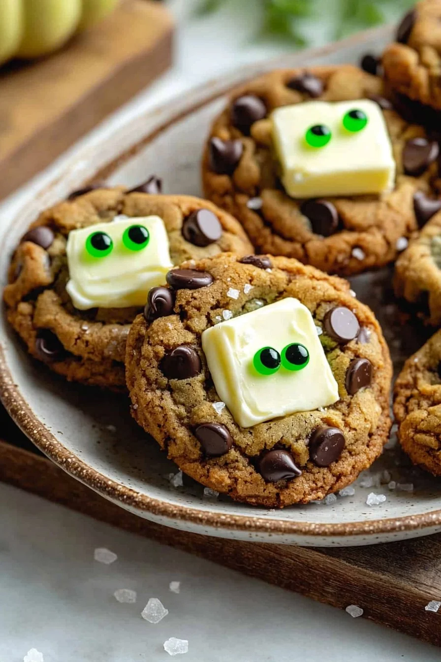 A batch of homemade cauldron cookies decorated for Halloween.