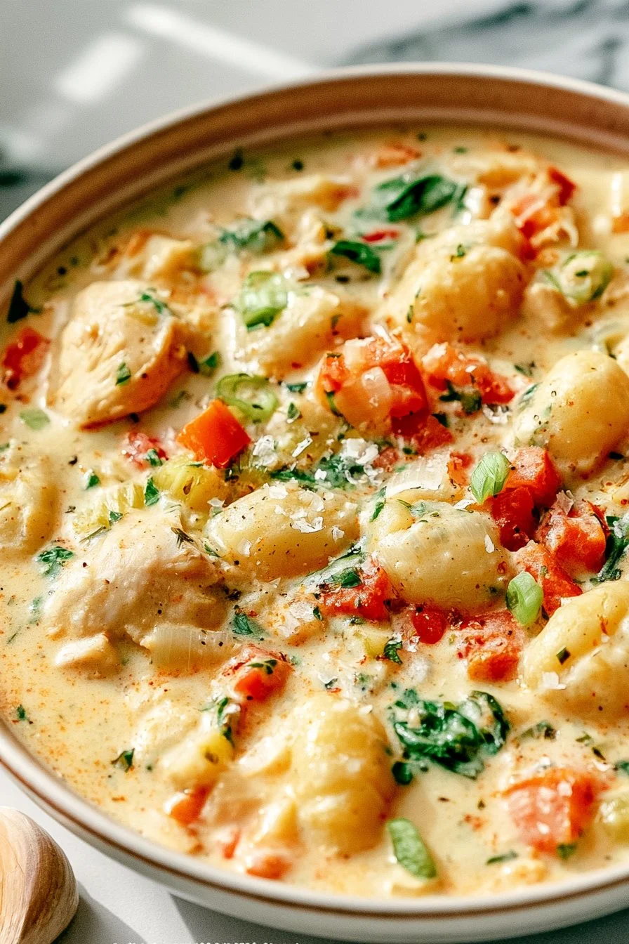 Creamy Bayou Gnocchi Soup with Chicken and Cajun Spice