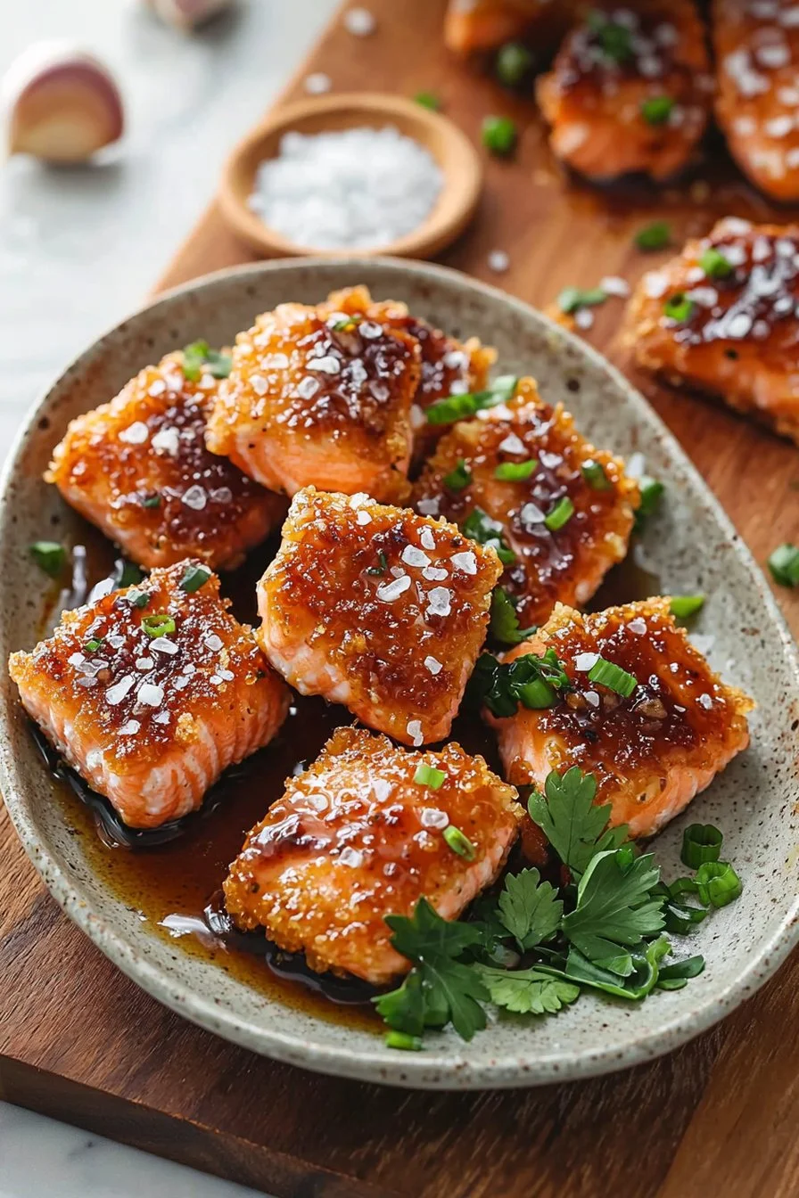 Crispy Honey Garlic Salmon Bites