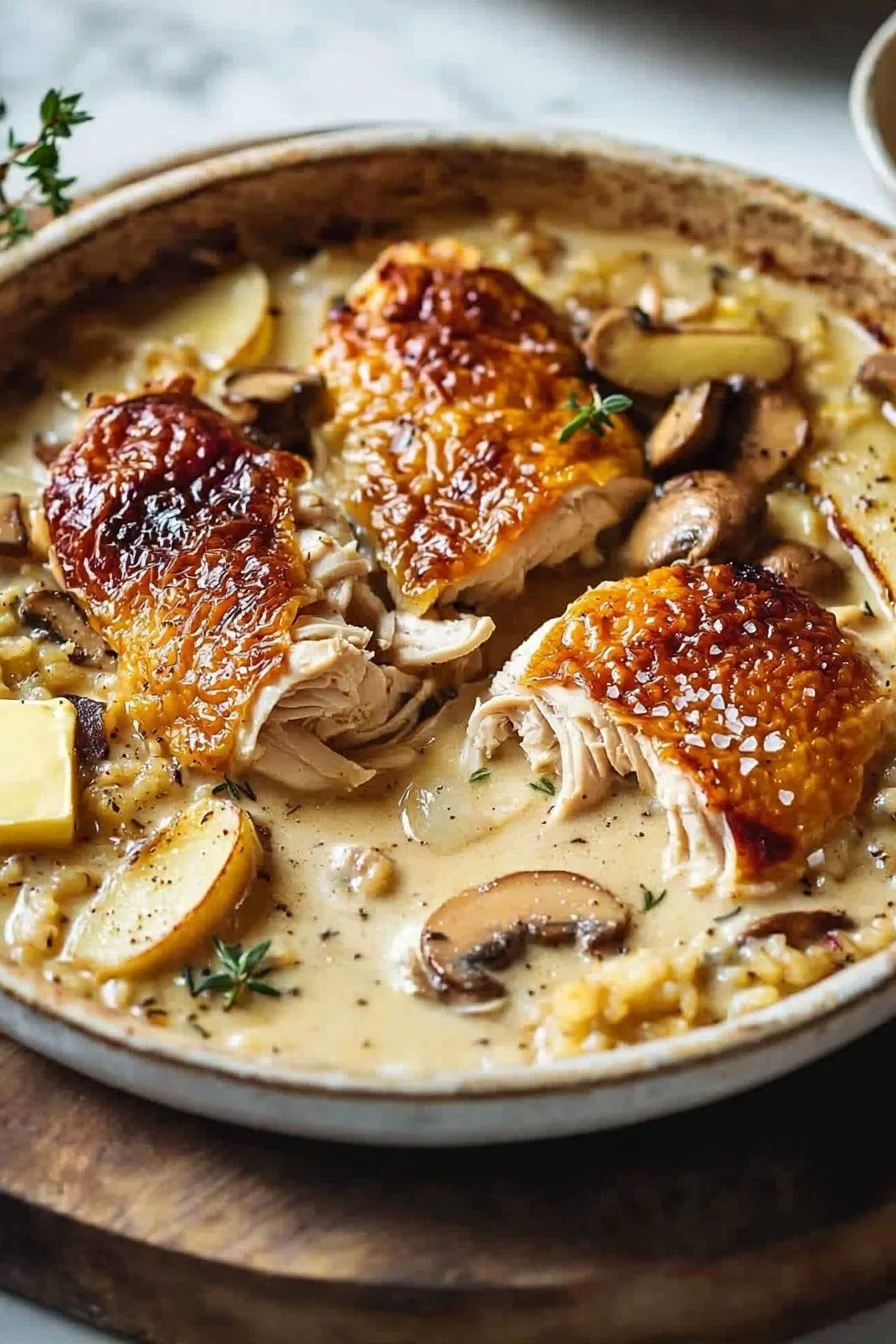 French Chicken Casserole in the Norman Style, featuring tender chicken and vegetables.