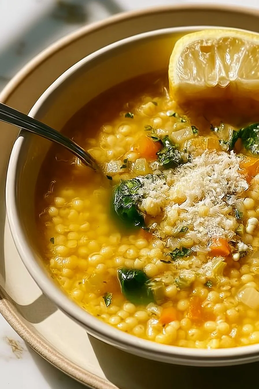 Italian Pastina Soup with Tiny Pasta and Soft Vegetables