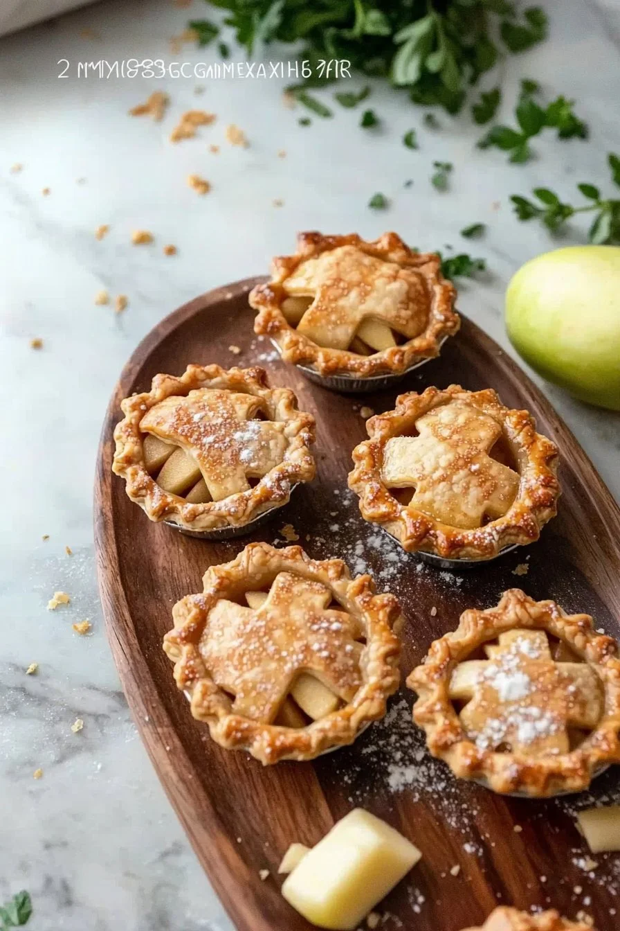 Delicious mini apple pies with flaky crust, freshly baked and golden brown.