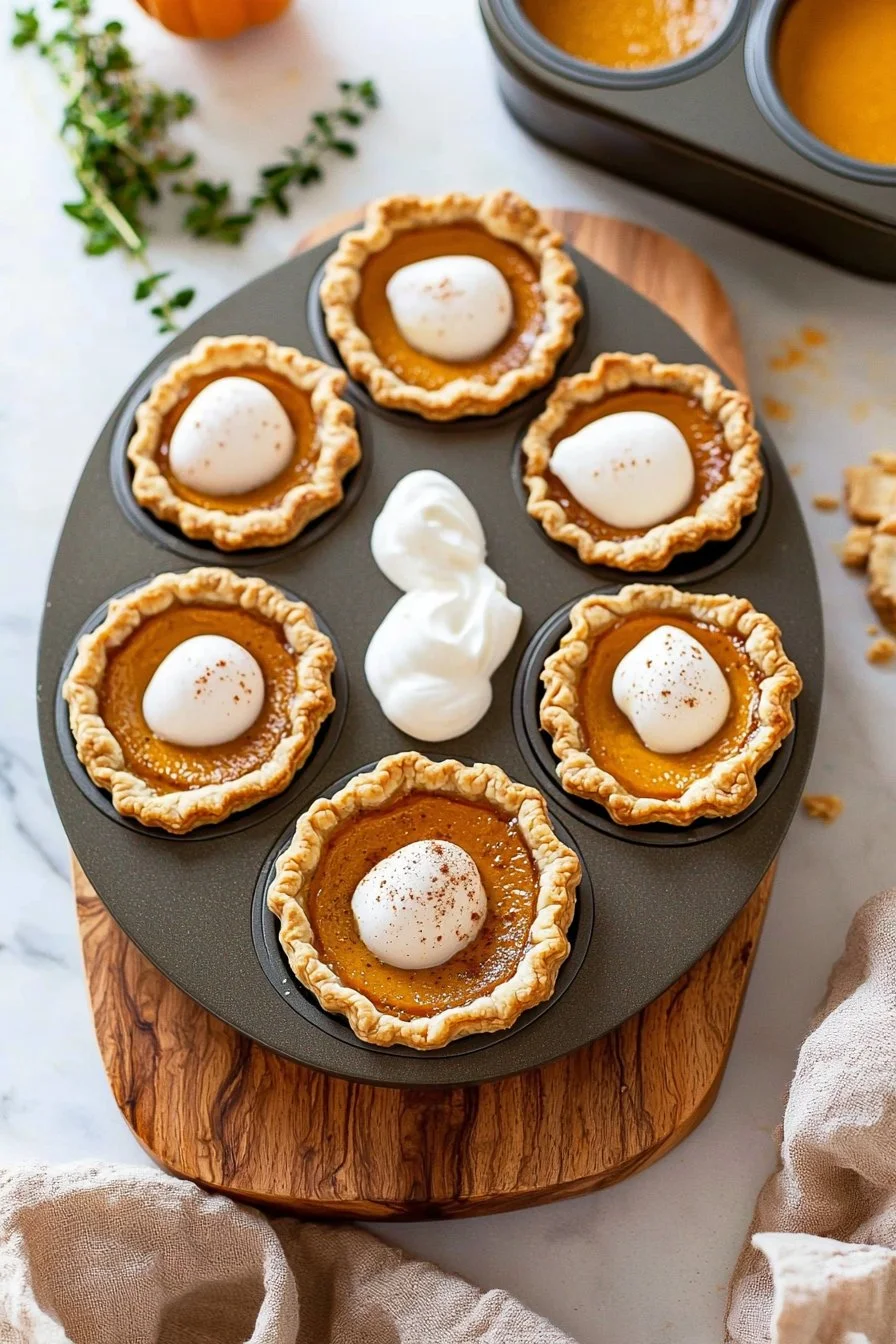 Mini Pumpkin Pies Baked in a Muffin Tin for Easy Serving