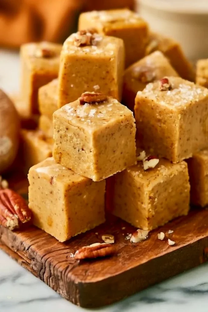 Delicious pumpkin fudge made on the stove with canned pumpkin