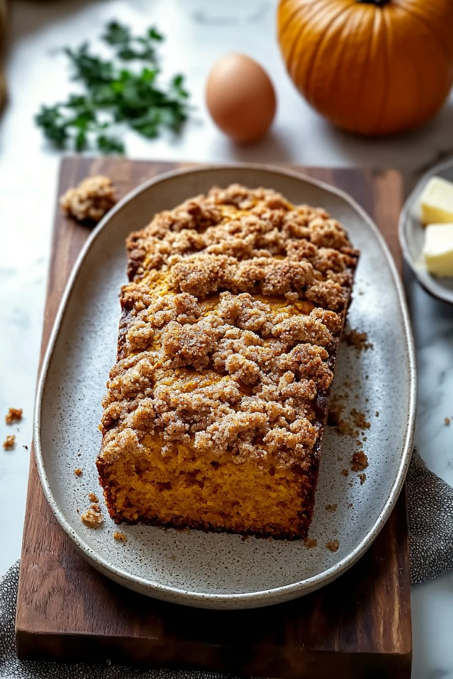 Moist Pumpkin Streusel Bread with Cinnamon Crumb Topping