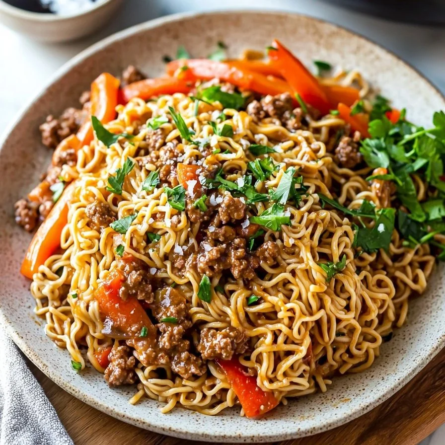 Slow Cooker Beefy Ramen Noodles