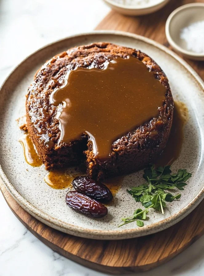 Sticky Date Cake with Warm Toffee Sauce Poured Over the Top