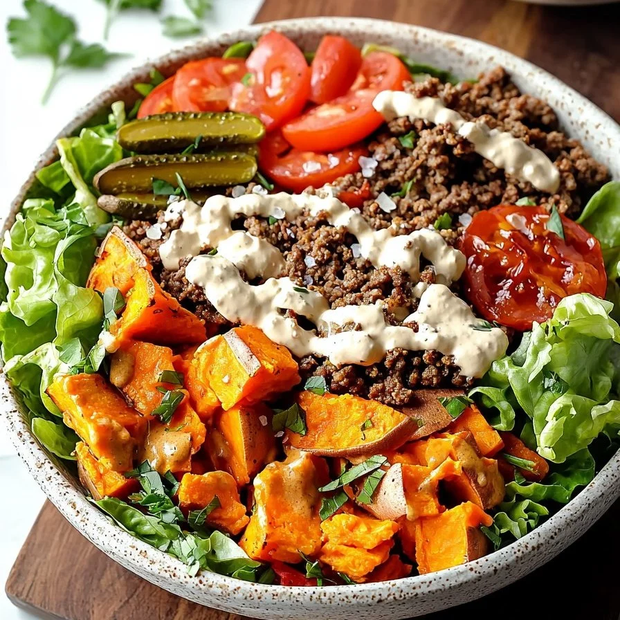 Sweet Potato Burger Bowl with Ground Beef